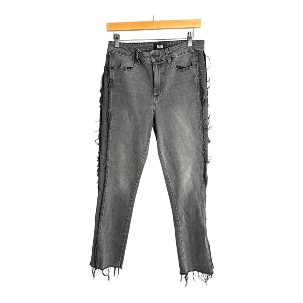 Paige Julia Faded Black Skinny Jeans Frayed Details 29